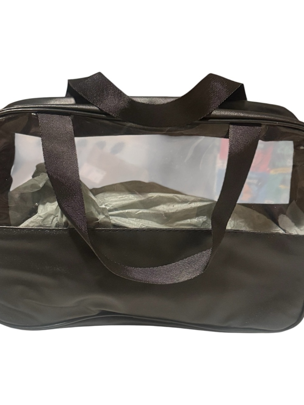 Clear Panel Black Travel Tote Bag